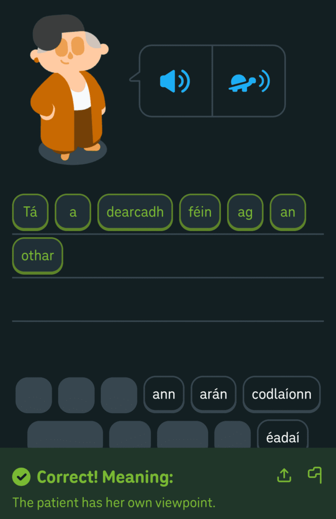 The Patient Has Her Own Opinion - Tá a dearcadh féin ag an othar